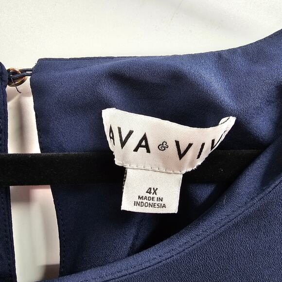 Ava & Viv Top Womens Size 4X Plus Size Tunic Blue Shirt Long Sleeve Work Career - Picture 7 of 9